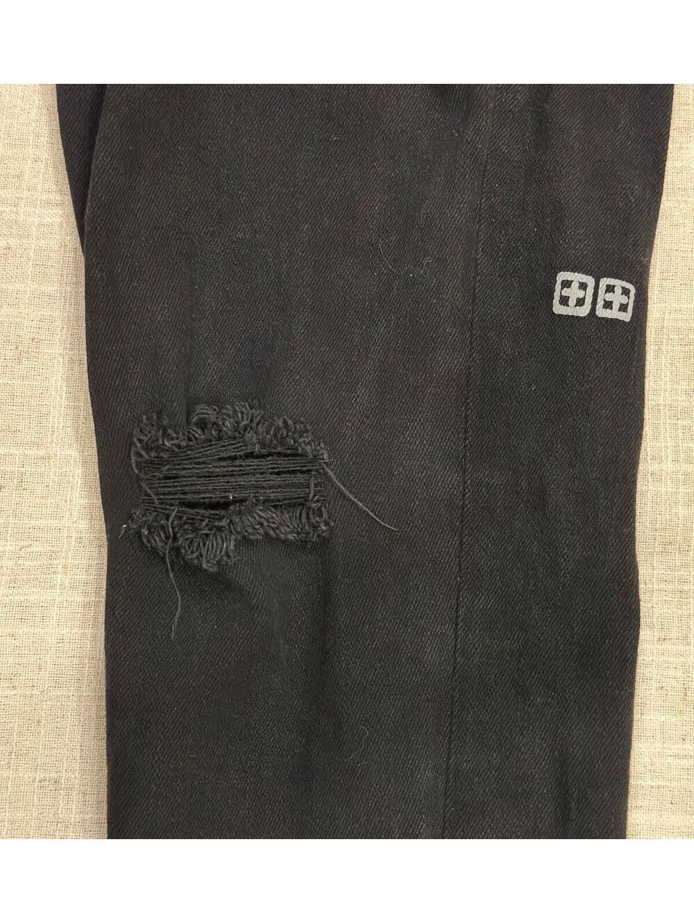 Ksubi Van Winkle Ace Black Slice Ripped Mens 36x30 Faded Distressed Skinny Jeans - Picture 4 of 9